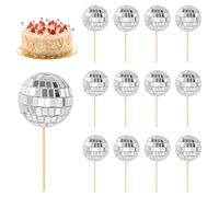 12Pcs Cake Decoration Mini Disco Balls Cake Toppers Easy to Operate Disco Ball Cake Topper Stylish Disco Balls for Cake Decorating can Adorn Cakes Cupcakes Pies Ice Creams and Desserts Etc
