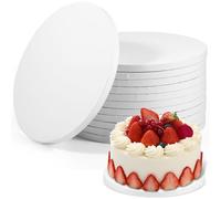 12Pcs Cake Drum 10 Inch White Cake Board Safe Round Cake Base Board 12 mm Thick Corrugated Cardboard Cake Base Reusable Multi Layer Cake Display Drum for Wedding Birthday Party