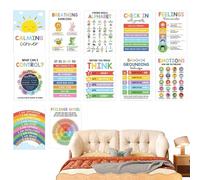 12pcs Calming Corner Classroom Posters, Calm Down Corner Posters, Kids Feelings Wheel Chart Emotions Poster, Mental Health Poster, Emotion Charts Relaxing Study Room Decor For Kids
