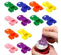 12pcs Can Opener and Cover, Plastic Colorful Easy Pop Can Tab Buddy Opener and Complete Cover Drink Protectors Tool for Soda Beer Beverage Opening Leakproof or Protect from Dust