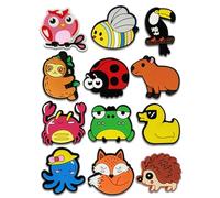12PCS Capybara Koala Duck Unicorn Chicken Monkey Elephant Parrot Sea Animals Shoe Charms for Croc Bubble Slides Clogs Sandals, Animals Shoe Accessories Decorations for Girls Women Teens Adults