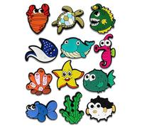 12PCS Capybara Koala Duck Unicorn Chicken Monkey Elephant Parrot Sea Animals Shoe Charms for Croc Bubble Slides Clogs Sandals, Animals Shoe Accessories Decorations for Girls Women Teens Adults, Sea