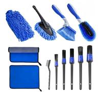 12PCS Car Cleaning Kit, Car Detailing Kit, Wheel Cleaning Brush Tyre Brush Wire Brush Exterior and Interior car washing set for Car Motorcycle Bike Cleaning Wheels, Engine, Emblems, Air Vents