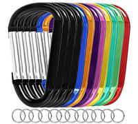 12PCS Carabiner Keychain Clip - 3" Aluminum Caribeener Key Clip,D Ring Shape Nonlocking Carabeaner Hook Buckle,Multi-Function Spring Snap Key Clips Tool for Home,Camping,Hiking,Traveling,Backpack