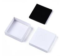 12pcs Cardboard Jewelry Set Gift Box Ring Necklace Bracelets Earring Packaging Boxes With Sponge Inside Rectangle for Birthday Jewellery(White 8.9x8.9 x 3.3 cm)