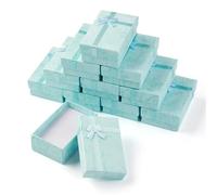 12pcs Cardboard Jewelry Set Gift Box Ring Necklace Bracelets Earring Packaging Boxes With Sponge Inside Rectangle for Birthday Jewellery(Light Blue 8x5x2.65cm)