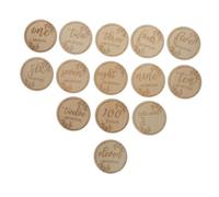 12pcs Cards Props Wooden Milestones Photo for Growth Monthly | Khaki Set, Reusable Recyclable Wood Pieces, Includes One Month Old Sign for Newborn Pictures