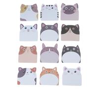 12Pcs Cartoon Animal Sticky Note Pad Sticky Unlined Pocket Memo Cute Cats Paper Ashesive 30 Sheets/Adhesive