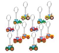12PCS Cartoon Farm Tractor Keychains for Boys Cute Key Ring Party Favors Harvest Season Birthday Supplies Fun Keychain Accessories