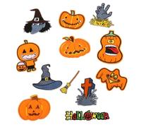 12pcs Cartoon Halloween Pumpkin Skull Cloth Patch for Sew on Iron