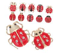 12Pcs Cartoon Ladybug Brooch Pins Rhinestone Beetle Insect Jewelry for Women Creative Shirt Collar Accessories Durable Design for Casual and Formal Attire