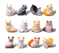12Pcs Cat Figurines, Realistic Cat Mini Dolls, Cute Miniature Figures Decor for Car, Desk, Office, Resin Kitten Ornament for Animal Lovers, Cute Cat Toy Children for Cake Topper Garden Birthday