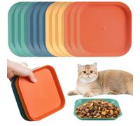 12Pcs Cat Food Dish Shallow, 4 Colours Square Cat Food Bowl Flat Cat Bowls, Kitten Bowls Feeding Bowls Set, Whisker Fatigue Free Bowls for Pet Cat Kittens Short Legged Cats Dog