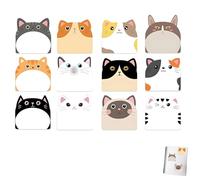 12PCS Cat Notes, Cute Sticky Notes Set, Fun Animals Cat Stationery for Office School Home Creative Decoration Party Bag Fillers for Teens Women Cat Designs