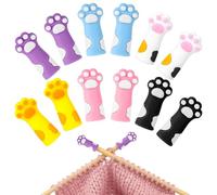 12PCS Cat Paw Knitting Needle Stoppers, Silicone Knit Needles Point Protectors Caps Needle Minders Locks, Knit Stitch Holders for Knitting Accessories and Gadgets