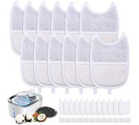 12Pcs Cat Water Fountain Filters Set - Activated Carbon and Foam Filters for 4L Pet Water Fountain - Cat Mate Replacement