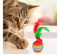 12pcs Cats Activity Funny Colored Rainbow Toy Balls Lightweight Colorful Soft with Feather for Kitten (Feather)