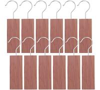 12Pcs Cedarwood Moth Repellent,Cedar Blocks with 12 Hook Hanger, Red Cedar Hang Ups,Natural Aromatic Cedar Long-Lasting Scent for Wardrobes, Drawers, Clothes Storage(4.5x13x1.2cm)