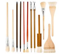 12pcs Ceramic Glaze Brush Set, Pottery Glaze Brushes Acrylic Watercolor Paint Brushes Glaze Fan Brushes for Pottery Art Paintbrush Sets for Drawing Artists Painting Students Kids Adults