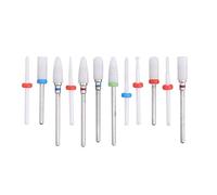 12pcs Ceramic Milling Cutter Drill Bit Set, Grinding Machine Bit for Nail Art and Precision Craft, Resistant Ceramic + Stainless Steel Shank, 3/32in Diameter, for