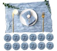 12PCS Cheesecloth Napkins 20x20 Inch Crinkle Polyester Cheese Cloth Napkins Multipurpose Washable Dusty Blue Cloth Napkins for Dinner Wedding Party Home Decor Dusty Blue Napkins Cloth Dusty Blue Cloth