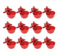 12pcs Chicken Drinking Waterer Adjustable Red Plastic Bowl for Doves | Design, Sturdy Reusable Build, Easy Cleaning, Suitable for PET Shop and Zoo Use