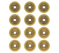 12pcs Chinese I Ching Coins, 2.8cm/1.1in Brass Chinese Feng Shui Fortune Lucky Coins Practical Divination Decor Bring Good Luck Wealth Success Health