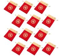 12pcs Chinese Lucky Velvet Drawstring Bag for Lunar New Year Gifts | Red Festive Design, 16x11.6cm Size, Secure Storage, Easy to Carry and Store