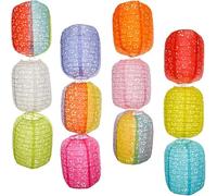 12Pcs Chinese New Year Decorations 2026 Chinese Japanese Paper Lanterns 16cm Hanging Lanterns for Lunar New Year Spring Festival Home Decoration (Oval-Shaped (Without LED, Tassel and Stick))