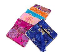 12Pcs Chinese Style Silk Zipper Coin Purses - Multi-Color Jewelry Pouch Set for Women, Wedding Party Favors, Candy Bags, and Storage (Patterns)