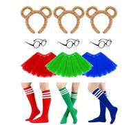 12PCS Chipmunks Costumes Premium Set - Includes Black Glasses Frame, Stylish Skirt, Knee-High Socks & Hat | Ultimate Bundle for Easy & Fun Cosplay, Stage Performance & Unforgettable Halloween Parties