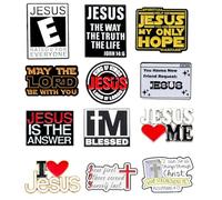 12Pcs Christian Enamel Pins Jesus Pins for Backpacks Bible Covers Hats Faith Based Lapel Pins with Cross and Bible Verse Inspirational Gifts for Church Members Baptism Youth Group