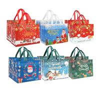 12PCS Christmas Bags, Tote Bags with Handles, Treat Bags, Multifunctional Non-Woven Christmas Bags for Gifts Wrapping Shopping, Xmas Party Supplies, 32.5×25×17cm