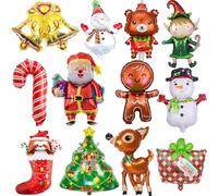 12pcs Christmas Balloons Mini Foil for Christmas Party Decoration Xmas Tree Santa Helium Balloons for Xmas New Year Party Decor