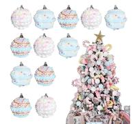 12Pcs Christmas Baubles, Macarons Glittering Shatterproof Foam Christmas Ball Ornaments Hanging Tree Decorations Balls Party Supplies For Home Living Room Bedroom Garden