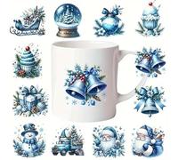 12pcs Christmas Bell Pine Gift Cup Wraps UV DTF Transfer Waterproof Sticker for Glass Cups Furniture Craft DIY Crafts，Rub on Transfer Stickers for DIY Water Bottle Laptop Decal Wood Car