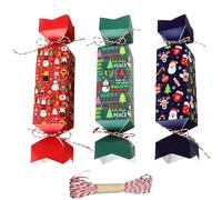 12Pcs Christmas Boxes for Gifts,Diy Christmas Crackers Sweets Box Gifts Small,Xmas Cracker Gift Sweet Paper Boxes Empty Table Favours,Ideas Fillable Wrapping Boxs,for Packaging Chocolate Candy Present