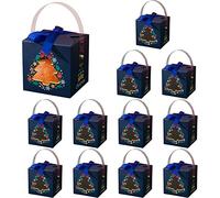 12pcs Christmas Boxes Paper Gift Box Christmas Candy Sweet Boxes with Window Cookie Boxes for Party Favors