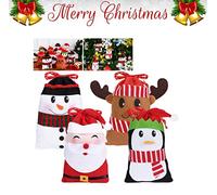 12PCS Christmas Candy Bags Treat Bags for Favors and Decorations Super Cute Snowman Santa Claus Deer Penguin