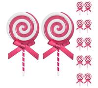 12Pcs Christmas Candy Cane Plastic Candy Decorations Peppermint Ornaments for Christmas Tree Candy Lollipop Craft Decor for Xmas Home Party Supplies (Pink)