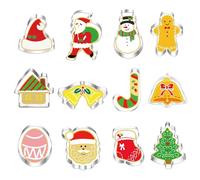 12PCS Christmas Cookie Cutters Set, Stainless Steel Biscuit Pastry Cutter Set,DIY Cookie Cutter with Christmas Tree,Gingerbread Man,Snowflake,Santa Claus and More Shapes for Party Baking Decorations