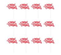TOYANDONA 12pcs Christmas Cupcake Topper Merry Christmas Cake Picks Xmas Cake Decoration Party Supplies