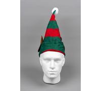 SHATCHI 12pcs Christmas Elf Hat with Ears Xmas Santa Helper Hat Red and Green Xmas Fancy Dress Pom Party Costume Accessories One Size Adult Polyester