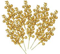 12Pcs Christmas Glitter Berries Stems, Xmas Artificial Fruit Berry Picks Holly Berry Twig for Christmas Tree Ornaments DIY Crafts Xmas Wreath Garland Winte Home Door Wreaths Outdoor