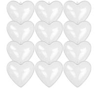 12pcs Christmas Heart Shaped Ornament Box Ps Fillable Hanging