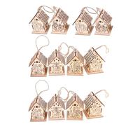 12pcs Christmas House Hanging Ornament, LED Tree Decoration Light | House Shaped Design with Ambient Glow, Simple Stylish Decor for Porch Hooks, Door Handles and Seasonal Parties Random Style