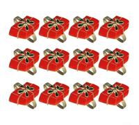 12pcs Christmas Napkin Rings, Red Metal Serviette Holders for Festive Table Decorations and Holiday Gatherings