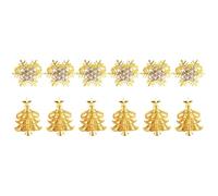 12Pcs Christmas Napkin Rings Set Alloy Snowflake and Tree Decor for Holiday Table Gold and Silver
