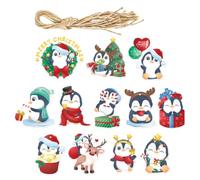 12pcs Christmas Paper Tags Penguin Labels for Season Party Decoration | Paper Hanging Tags, Reusable and Lightweight, Cute Festive Style for DIY Cards and Decorate