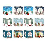 12pcs Christmas Party Gift Boxes Kraft Paper Candy Boxes Xmas Present Boxes 7 * 7 * 7cm Gift Packaging for Xmas Party Decorations Advent Calendar (Blue)